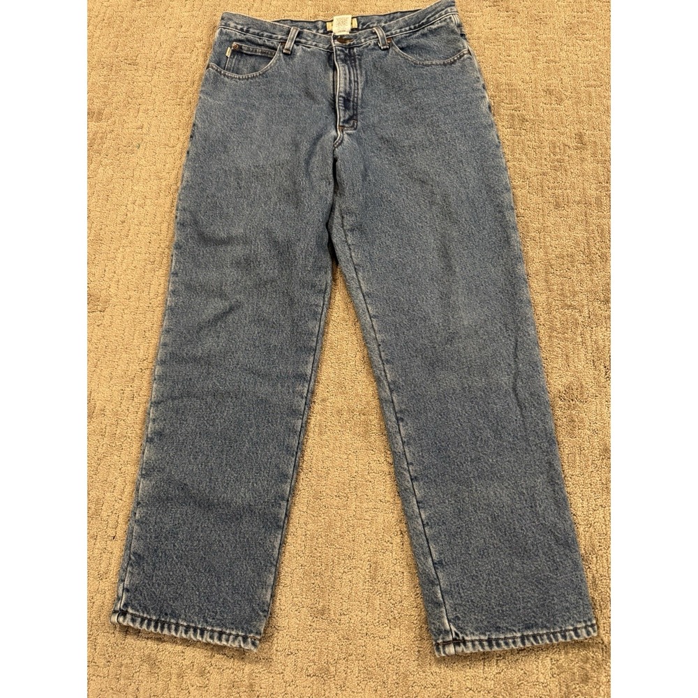 LL Bean Fleece Lined Jeans Mens 35x30 Relaxed Fit Blue Denim Cotton Y2K (M)